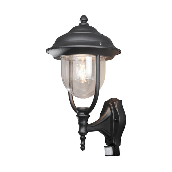 Parma Up Light PIR Black Outdoor Wall Light