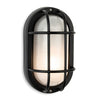 Lugo IP44 Oval Bulkhead Wall Light in Black with Frosted Glass