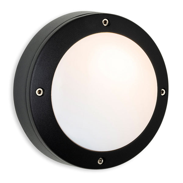 Nova IP44 Low Level or Step Wall Light in Black with White Diffuser