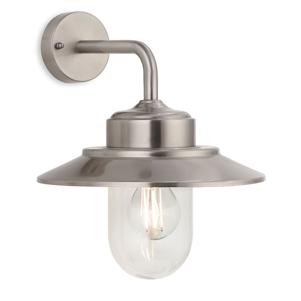 Naples IP44 Wall Light in Stainless Steel with Clear Glass