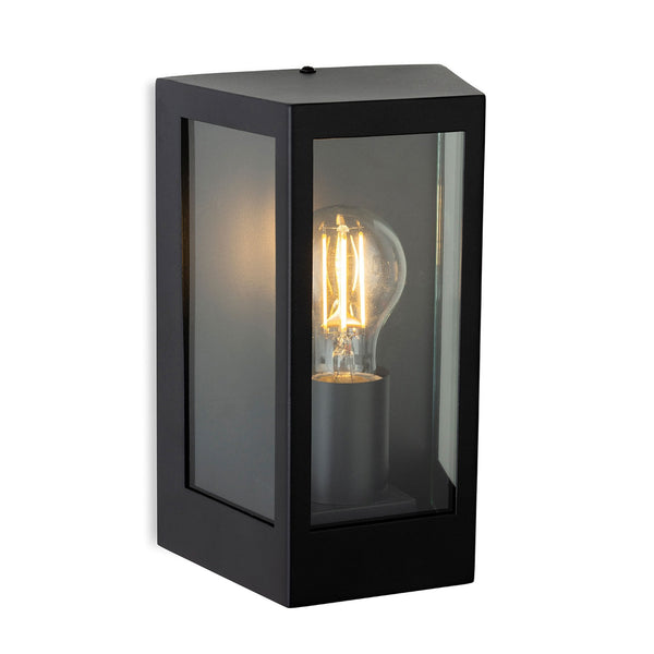 Brandon IP44 Wall Light in Black with Clear Glass