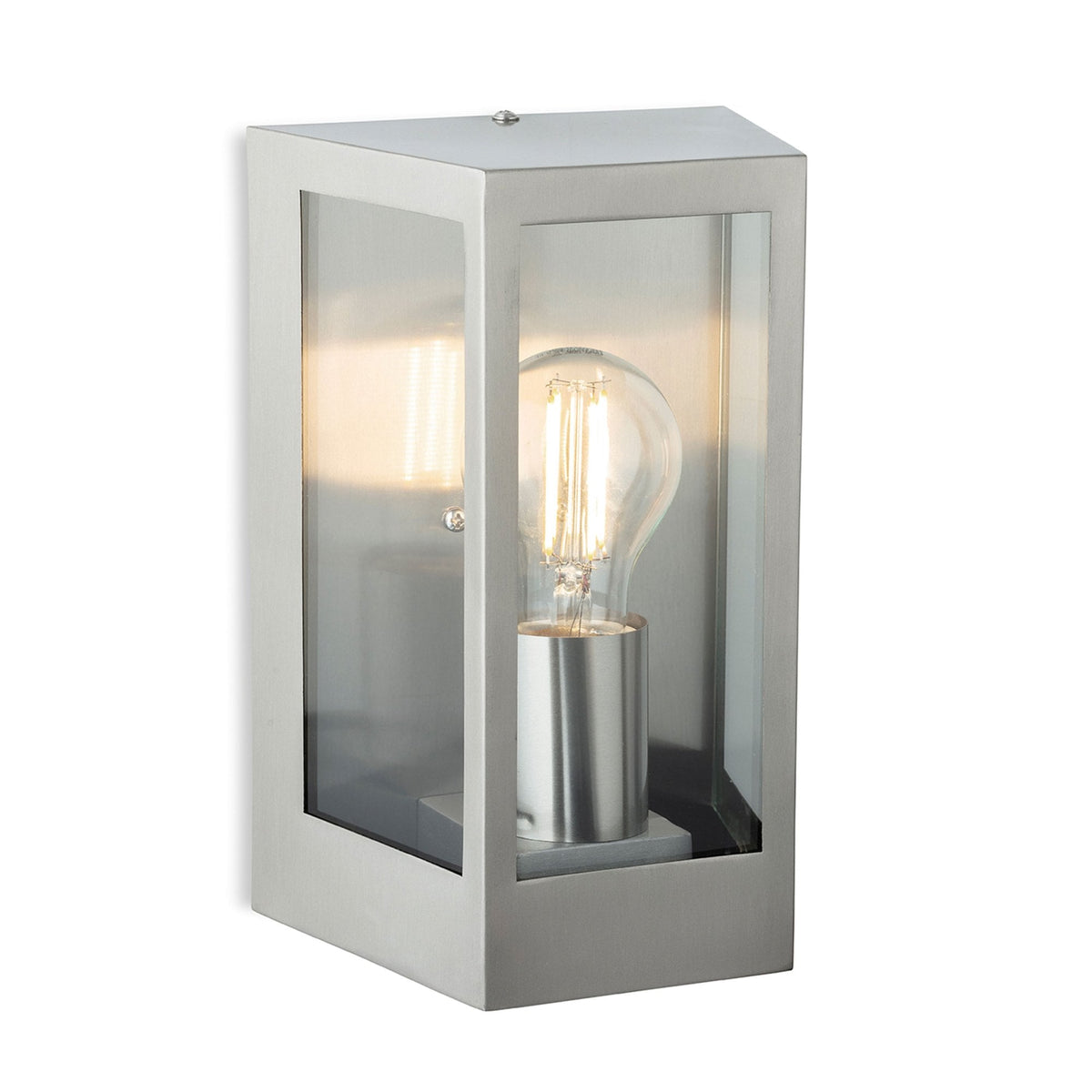 Firstlight Brandon IP44 Wall Light in Stainless Steel with Clear Glass