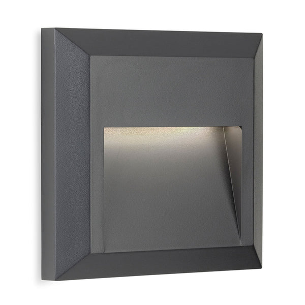 Enzo Coastal IP65 Square LED Low Level Wall or Step Light in Graphite