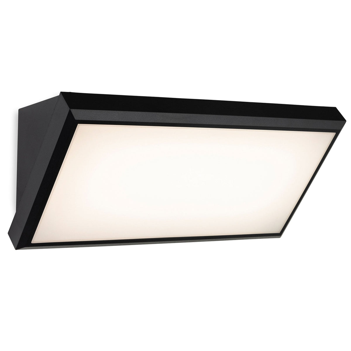 Black rectangular wall light with a white illuminated panel