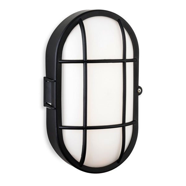 Lewis 9w LED Coastal IP44 Bulkhead Oval Wall Light in Black