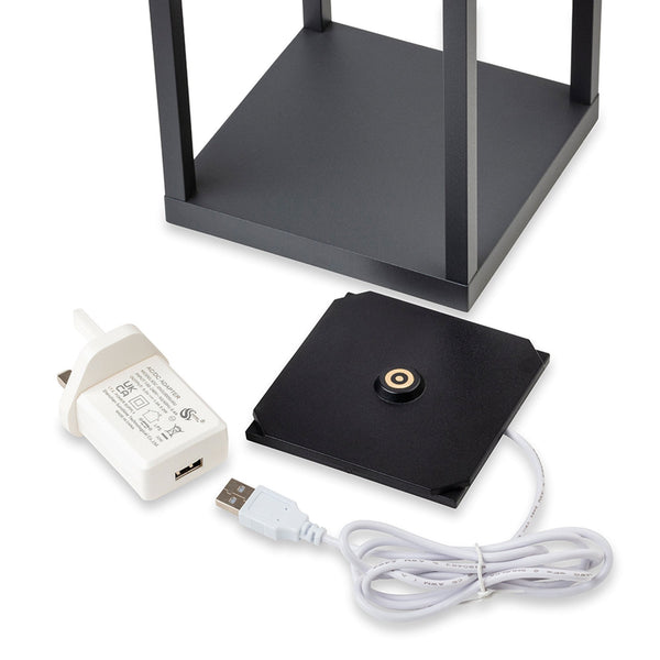 Aruba Exterior Portable IP54 LED Table or Floor Lantern in Graphite with Opal Diffuser