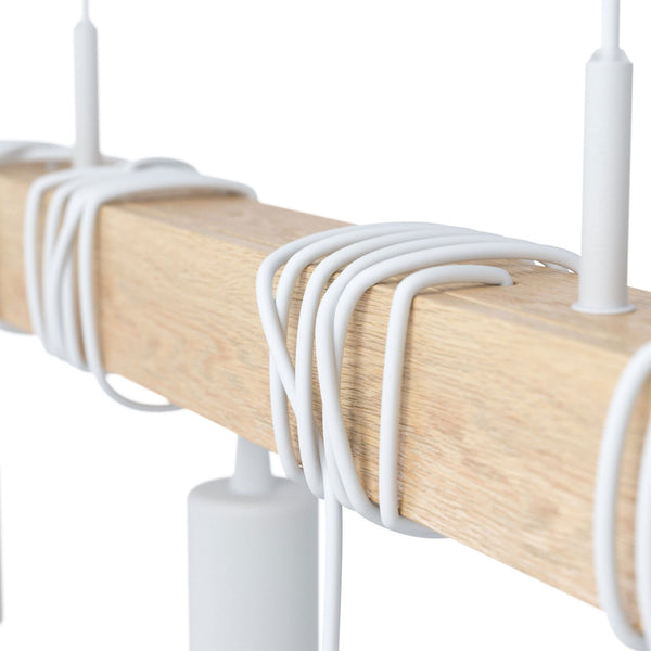 Townshend Four Lamp Wooden Bar Pendant with White Detailing