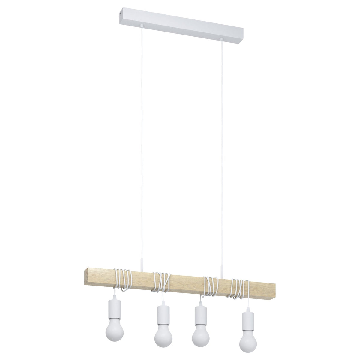 Townshend Four Lamp Wooden Bar Pendant with White Detailing