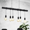 Townshend Six Lamp Wooden Black Bar Pendant with Black Detailing