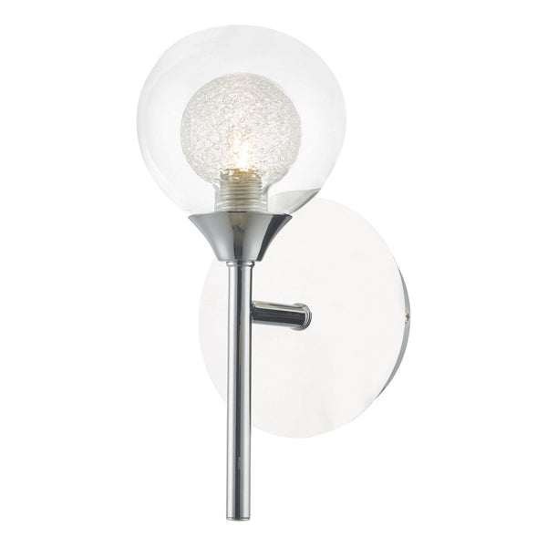 Zeke Wall Light In Polished Chrome With Glass Shade