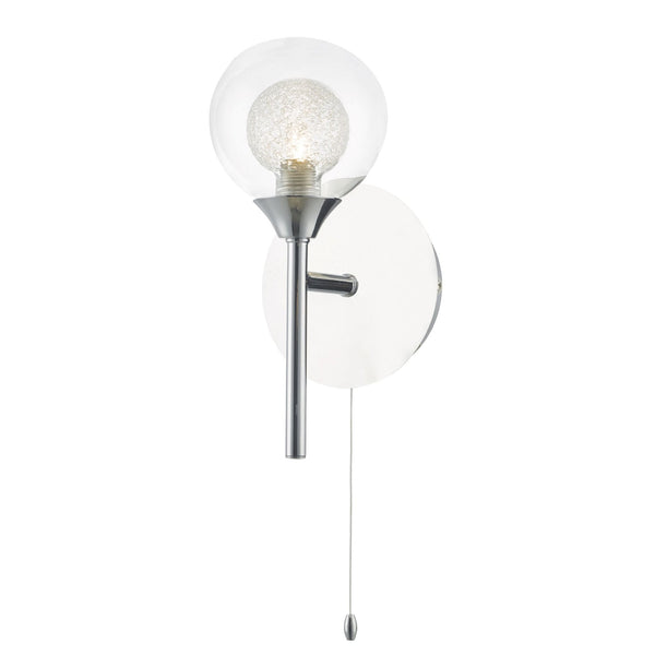 Zeke Wall Light In Polished Chrome With Glass Shade