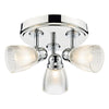 Cedric 3 Light IP44 Semi Flush Bathroom Ceiling Light In Polished Chrome With Ribbed Glass Shade