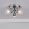 Cedric 3 Light IP44 Semi Flush Bathroom Ceiling Light In Polished Chrome With Ribbed Glass Shade