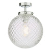 Wayne IP44 Semi Flush Ceiling Light In Polished Chrome With Textured Glass Shade