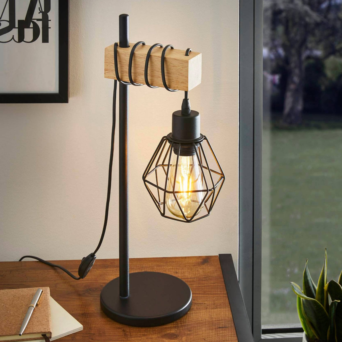 Townshend 5 Table Lamp with Black Wire Cage Shade