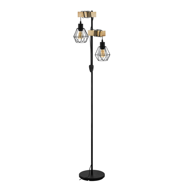 Townshend 5 Twin Lamp Floor Lamp with Black Wire Cage Shades