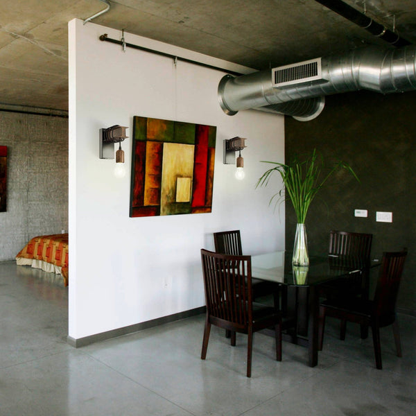 Townshend 4 Industrial Style Single Wall Light in Black & Rust Brown