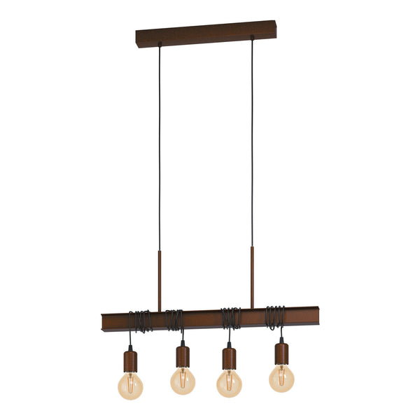 Townshend 4 Industrial Style Four Lamp Bar Pendant in Rust Brown