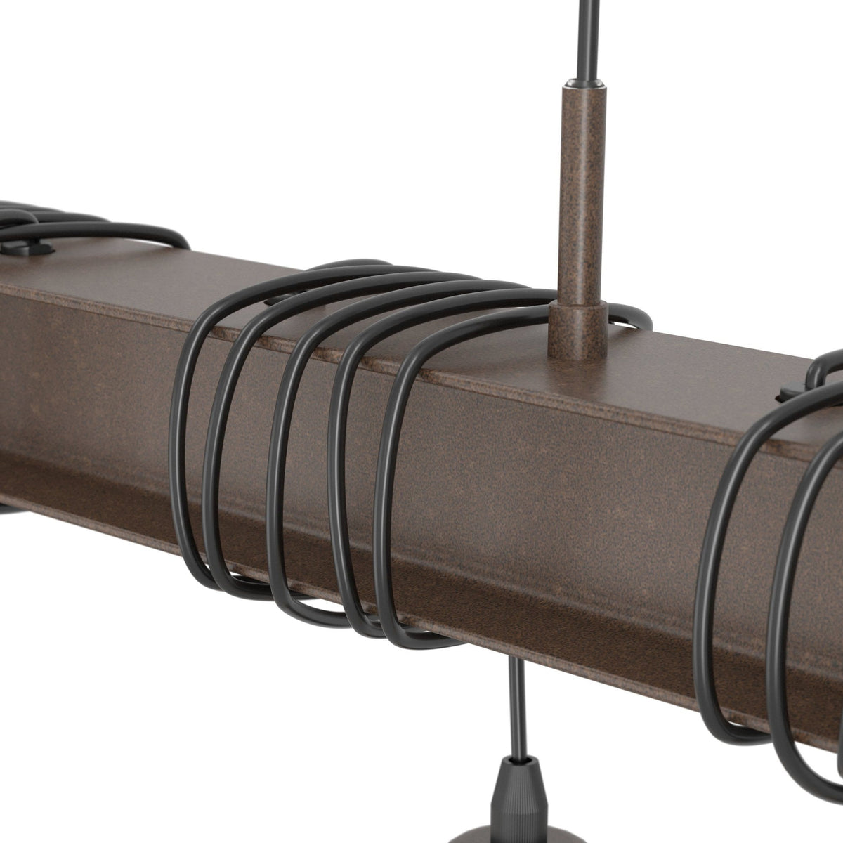 Townshend 4 Industrial Style Four Lamp Bar Pendant in Rust Brown
