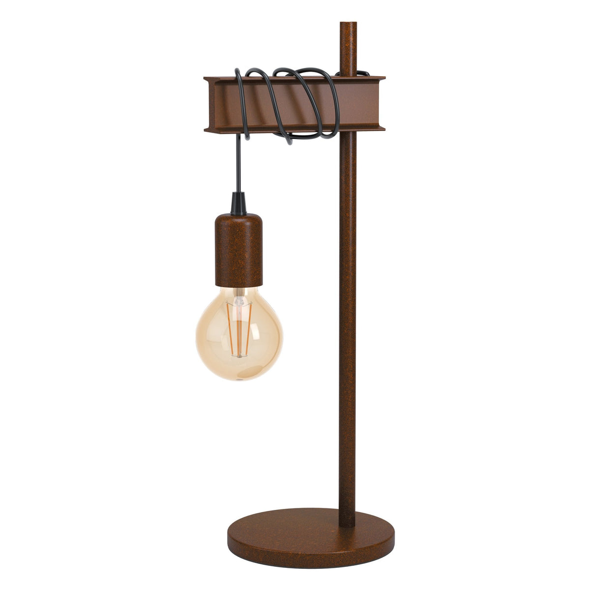 Townshend 4 Industrial Style Table Lamp in Rust Brown