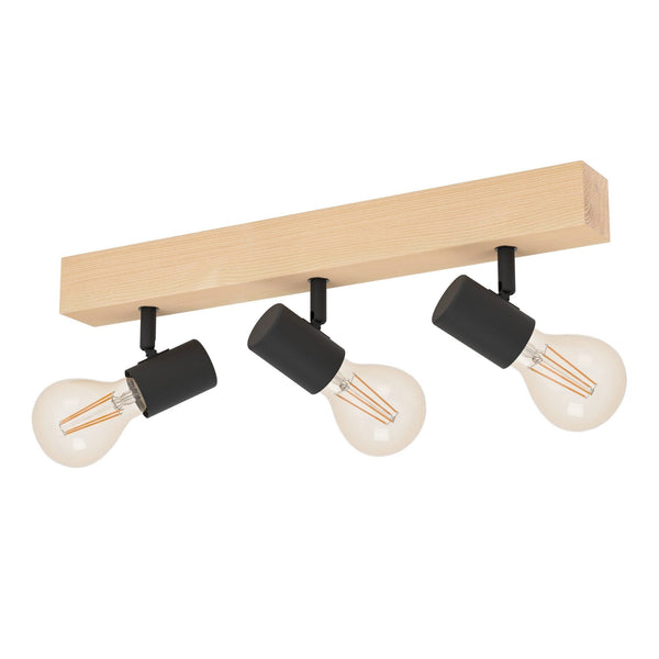Townshend 3 Three Arm Spot Light in Black and Pinewood