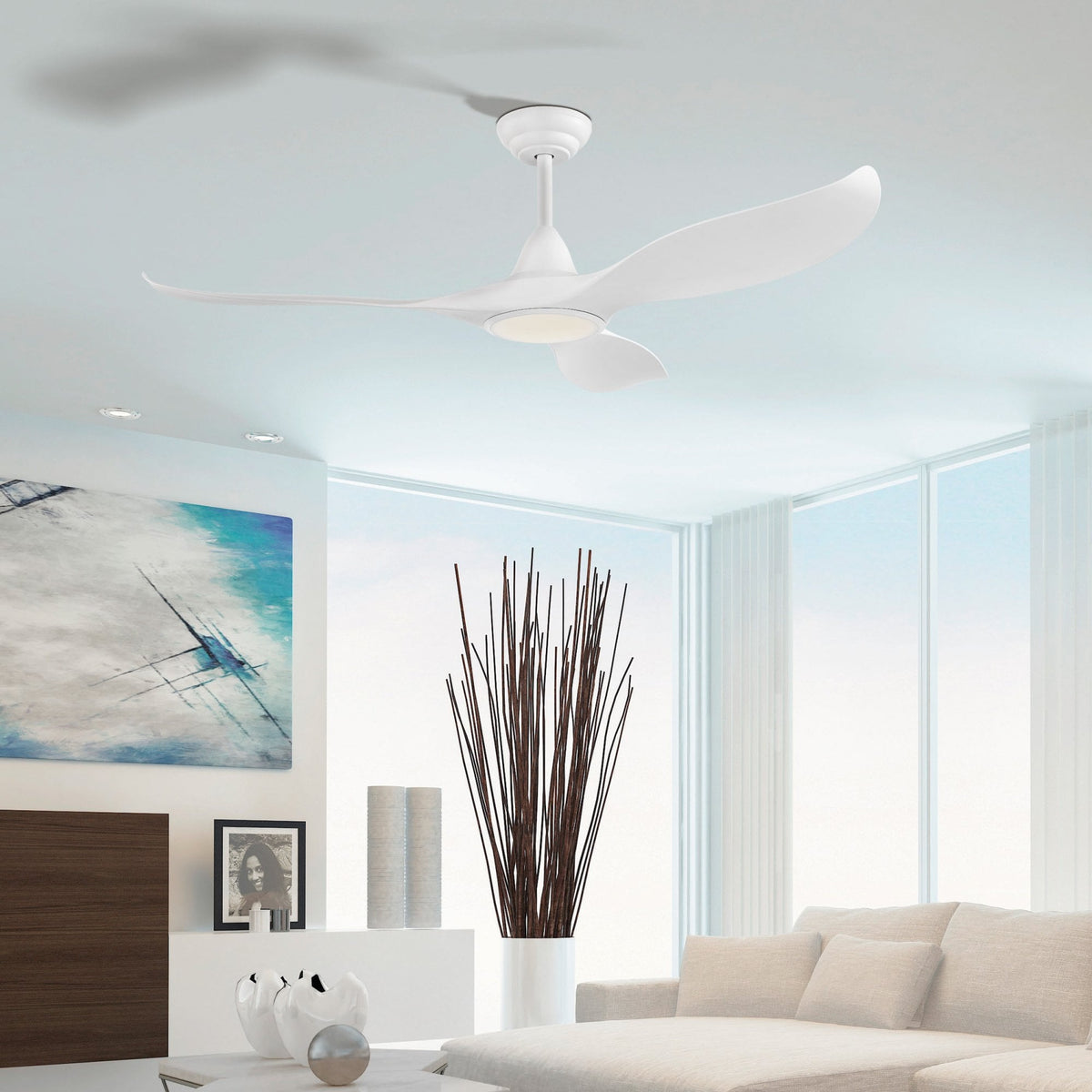 Cirali 52 Ceiling Fan & 15w Dimmable CCT LED Light in White
