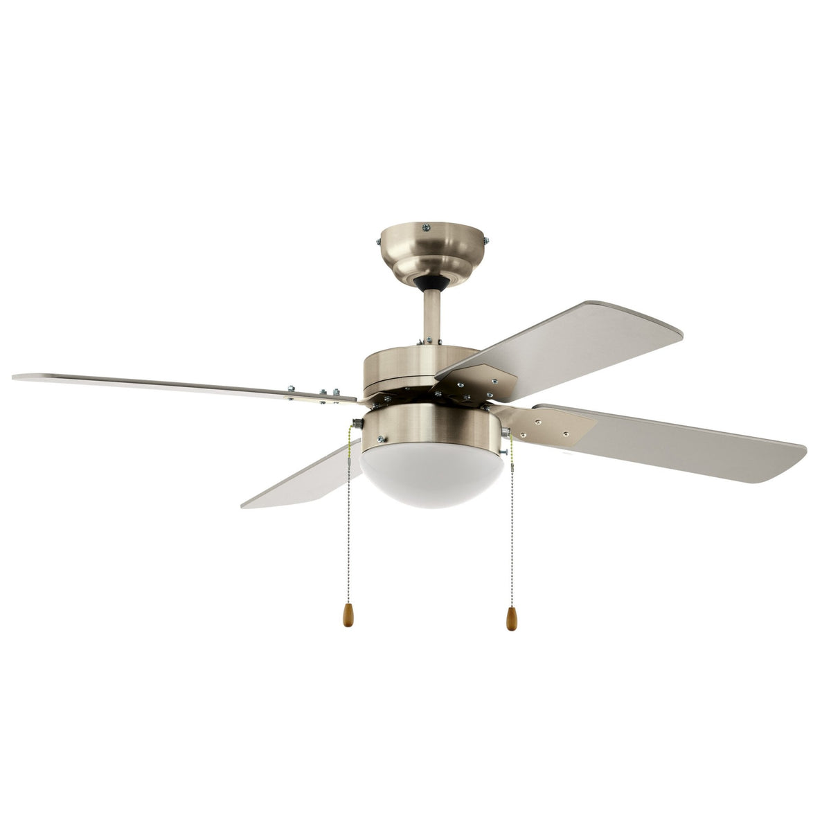 Gelsina Ceiling Fan & Light in Satin Nickel with MDF Silver Coloured Blades