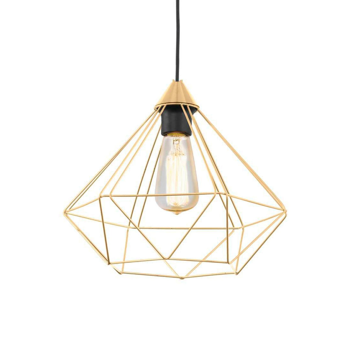 Tarbes Brushed Brass Cage Single Pendant Light