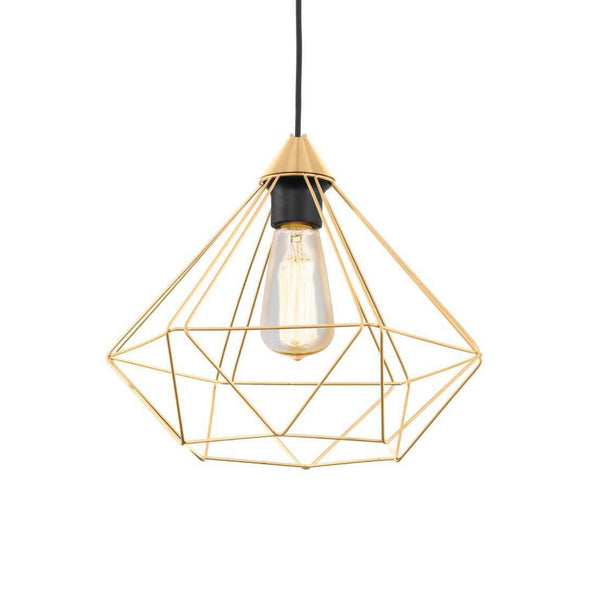 Tarbes Brushed Brass Cage Single Pendant Light