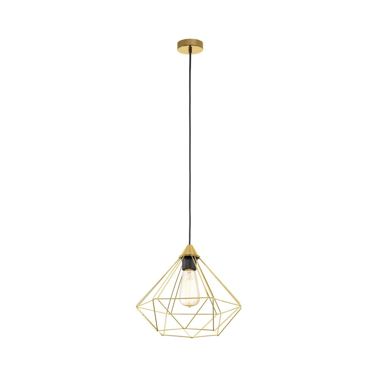 Tarbes Brushed Brass Cage Single Pendant Light