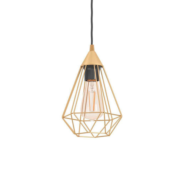 Tarbes Small Brushed Brass Cage Single Pendant Light