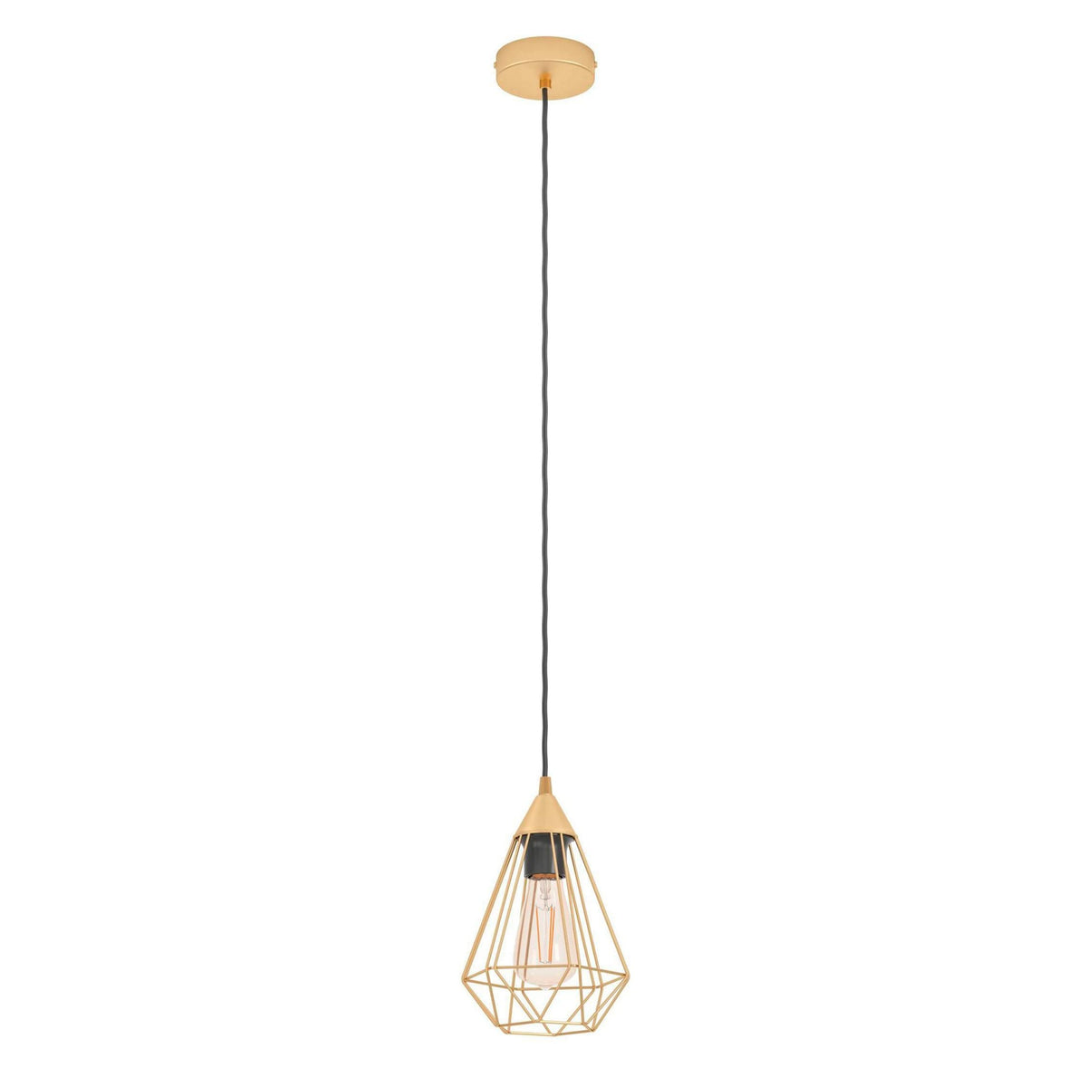 Tarbes Small Brushed Brass Cage Single Pendant Light