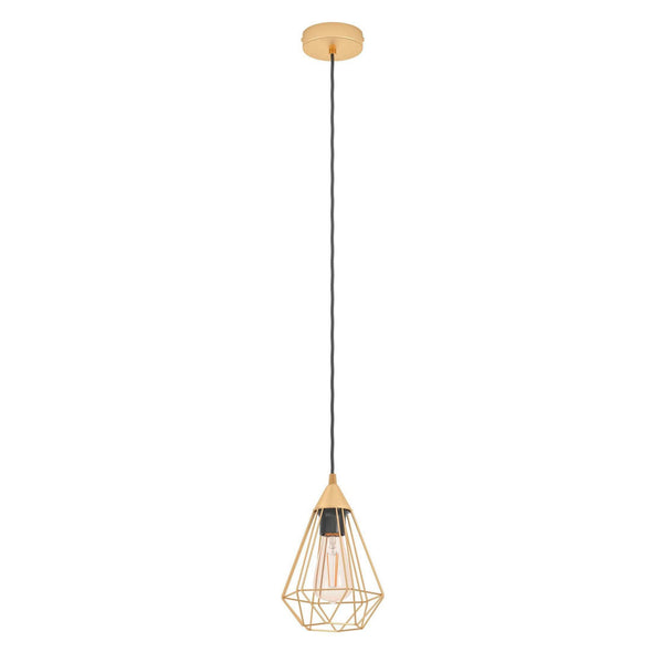 Tarbes Small Brushed Brass Cage Single Pendant Light