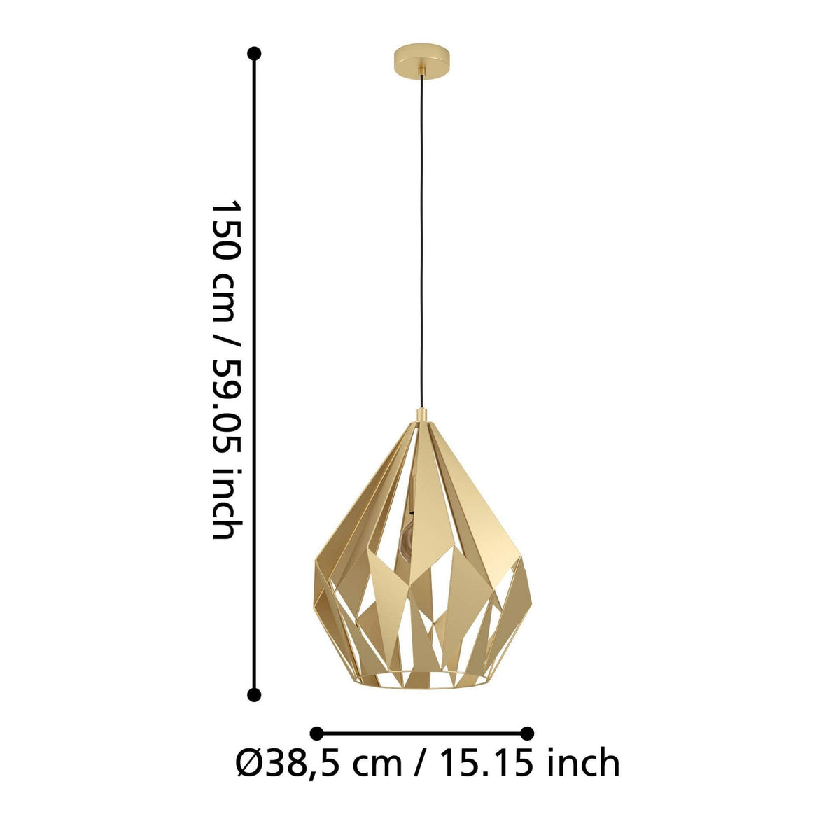 Carlton 385mm Gold Coloured Open Cage Steel Pendant