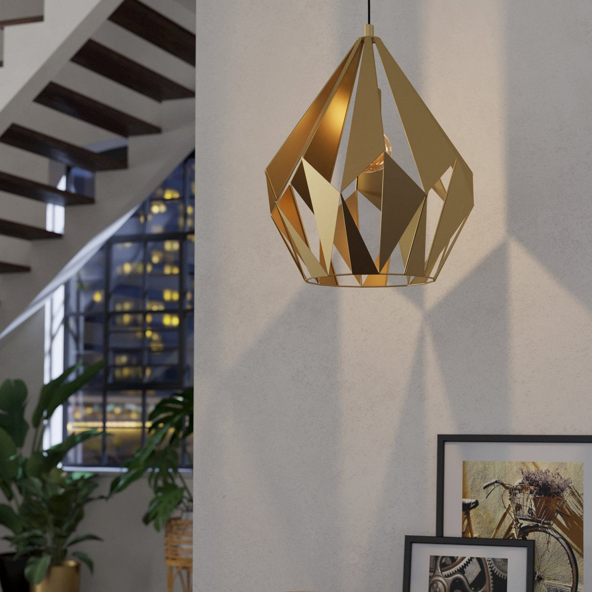 Carlton 385mm Gold Coloured Open Cage Steel Pendant