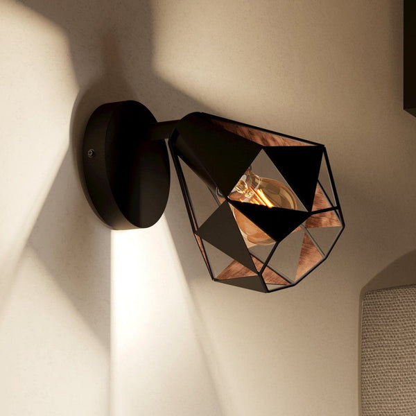 Carlton 7 Single Geometric Spotlight in Black and Antique Copper