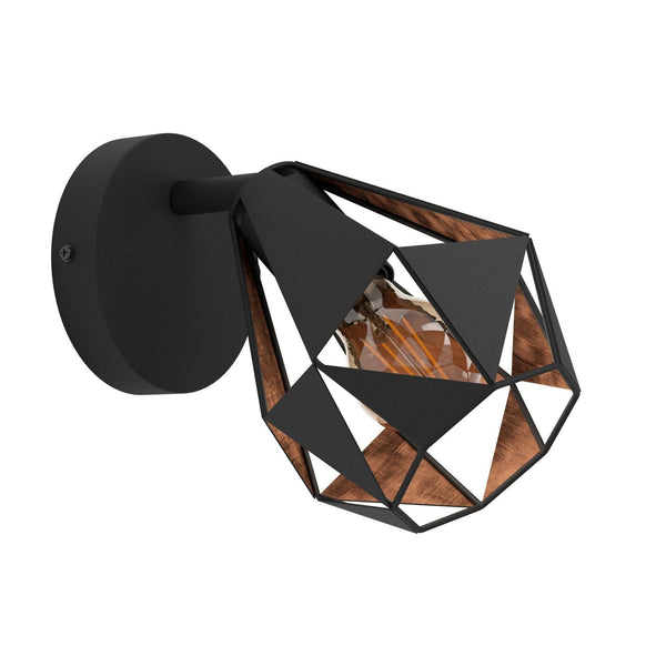 Carlton 7 Single Geometric Spotlight in Black and Antique Copper