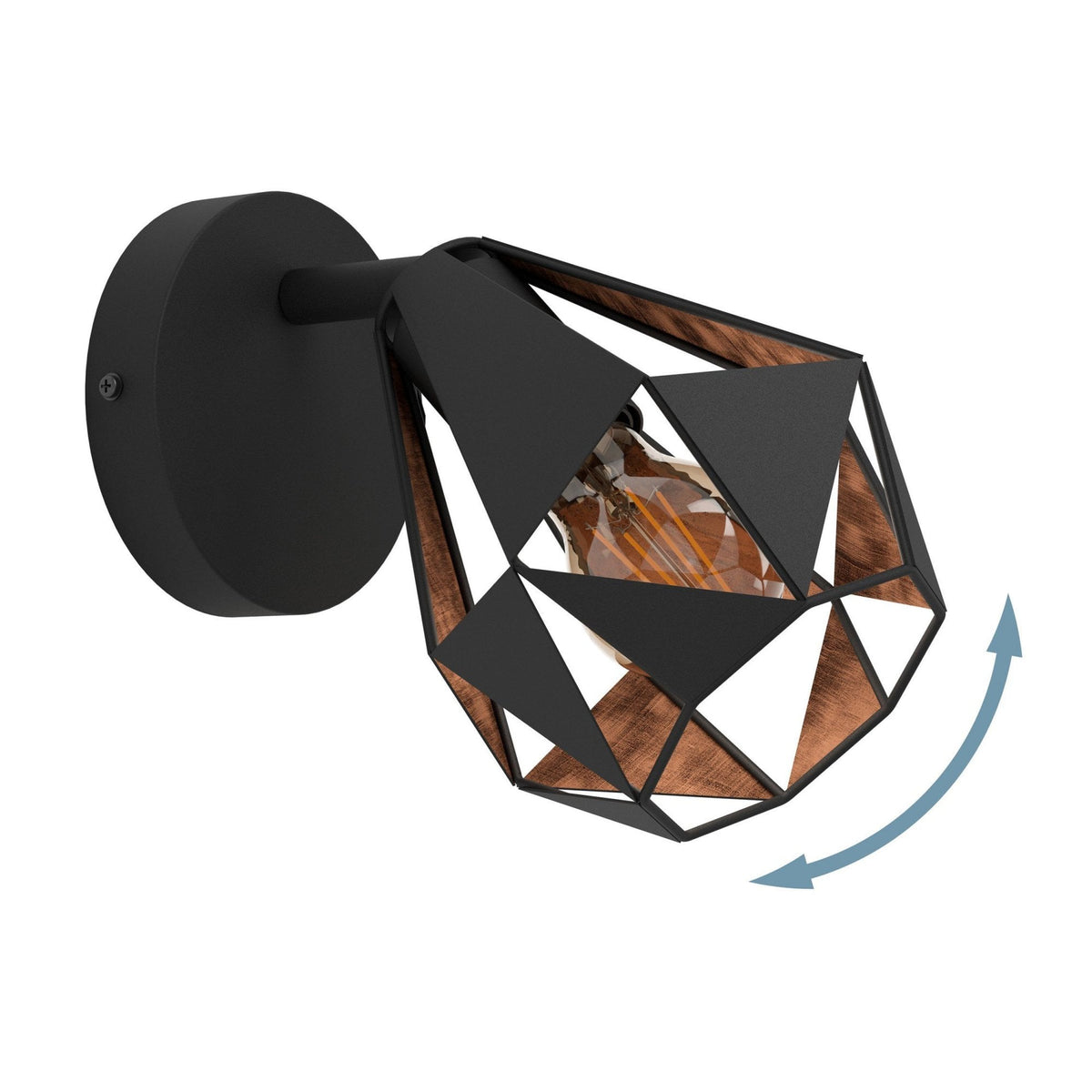 Carlton 7 Single Geometric Spotlight in Black and Antique Copper