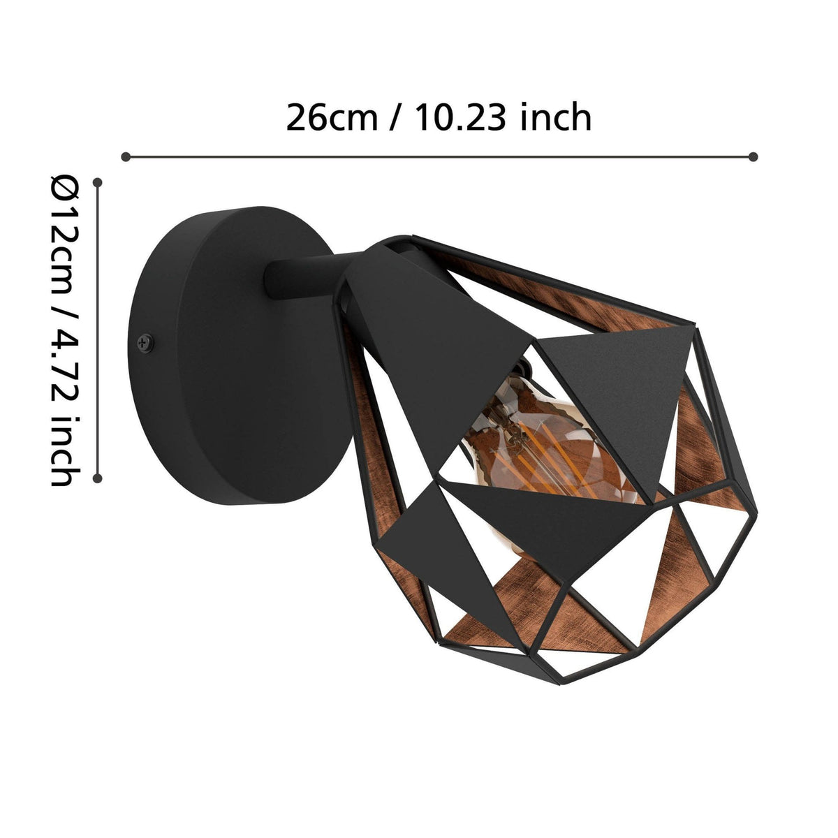 Carlton 7 Single Geometric Spotlight in Black and Antique Copper