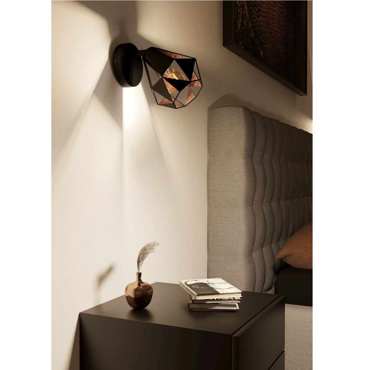 Carlton 7 Single Geometric Spotlight in Black and Antique Copper