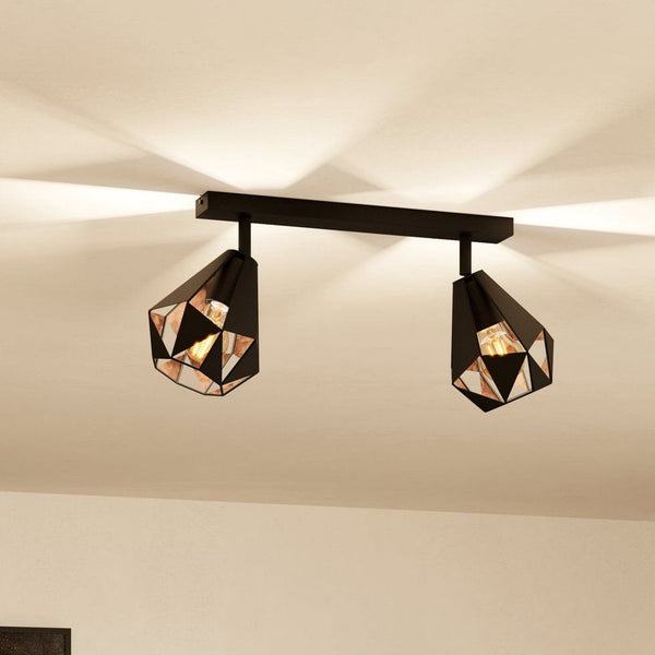 Carlton 7 Twin Geometric Spotlight in Black and Antique Copper