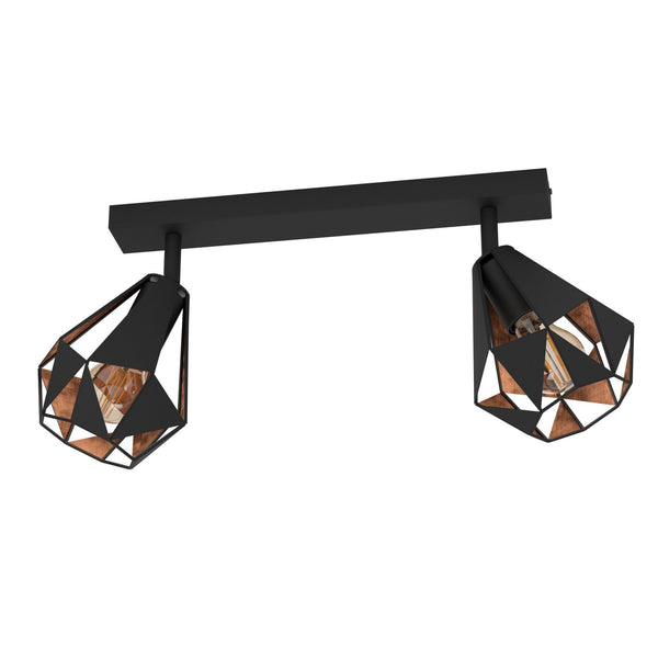 Carlton 7 Twin Geometric Spotlight in Black and Antique Copper