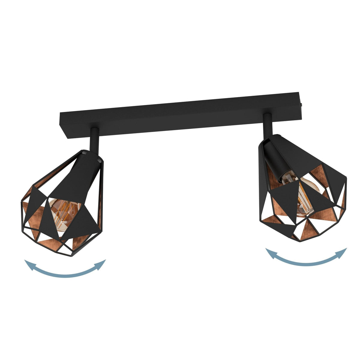 Carlton 7 Twin Geometric Spotlight in Black and Antique Copper