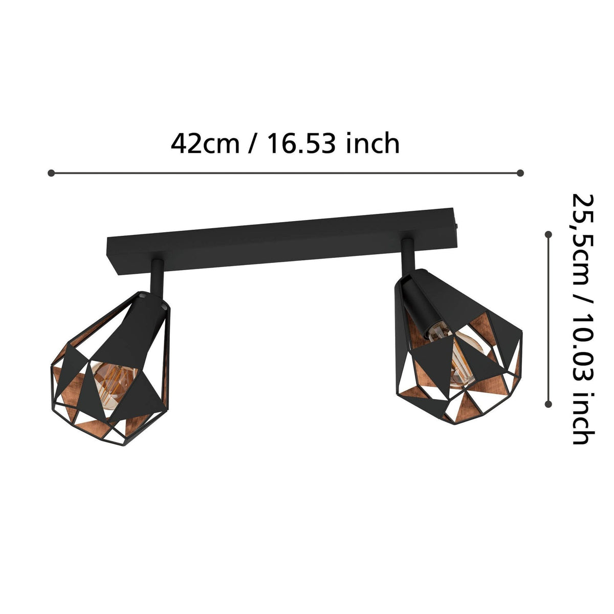 Carlton 7 Twin Geometric Spotlight in Black and Antique Copper