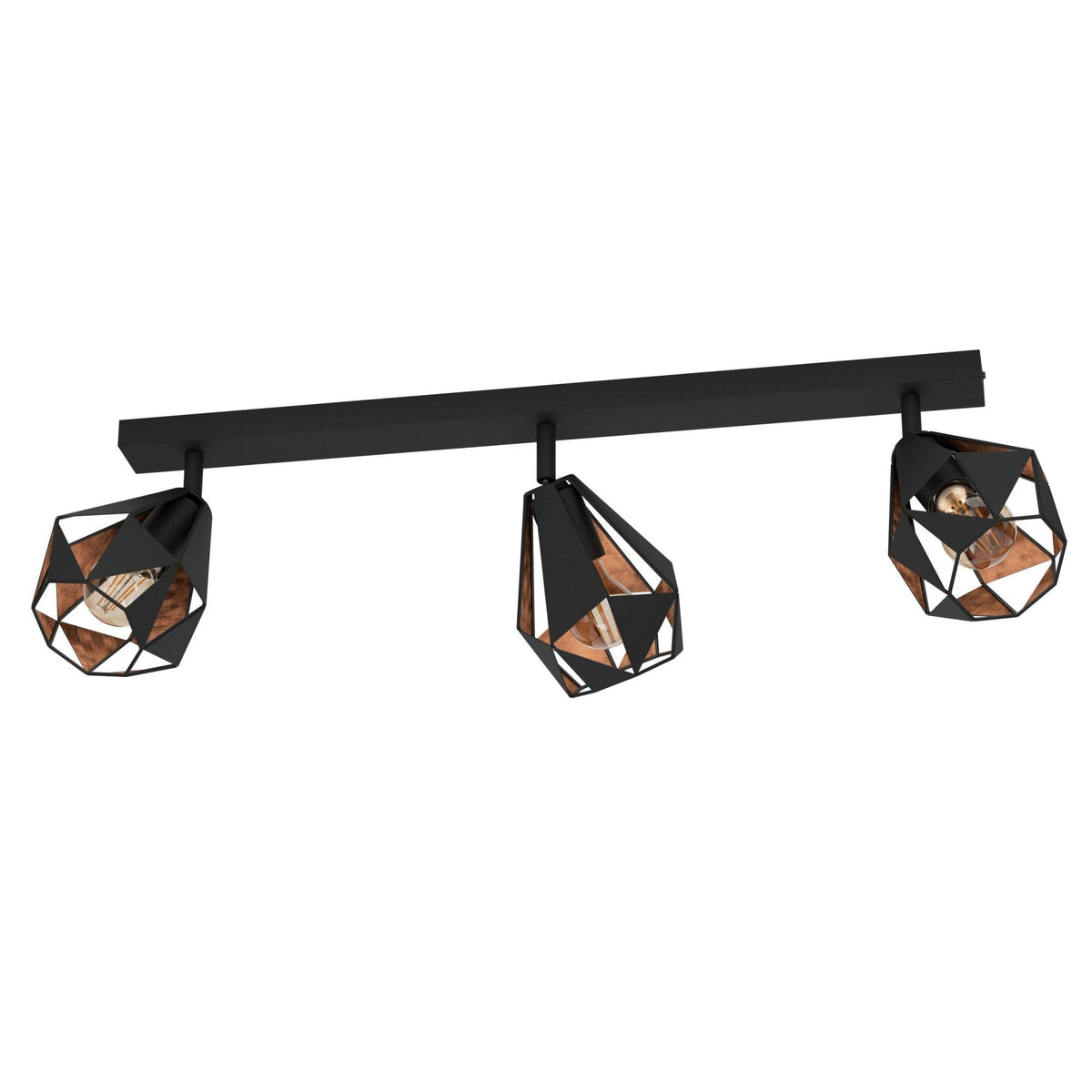 Carlton 7 Triple Geometric Spotlight in Black and Antique Copper