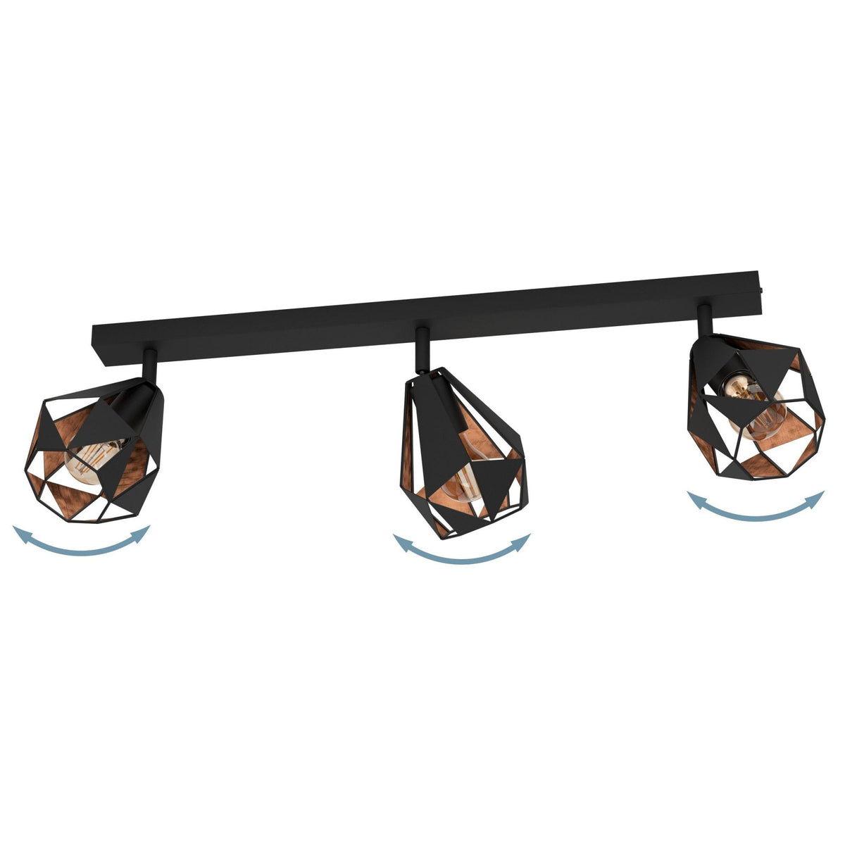 Carlton 7 Triple Geometric Spotlight in Black and Antique Copper