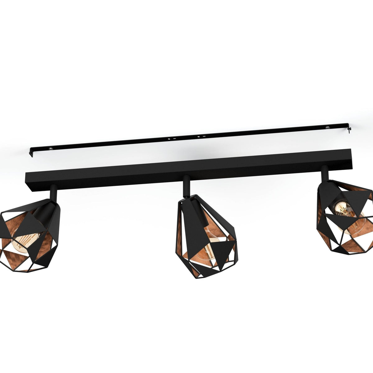 Carlton 7 Triple Geometric Spotlight in Black and Antique Copper