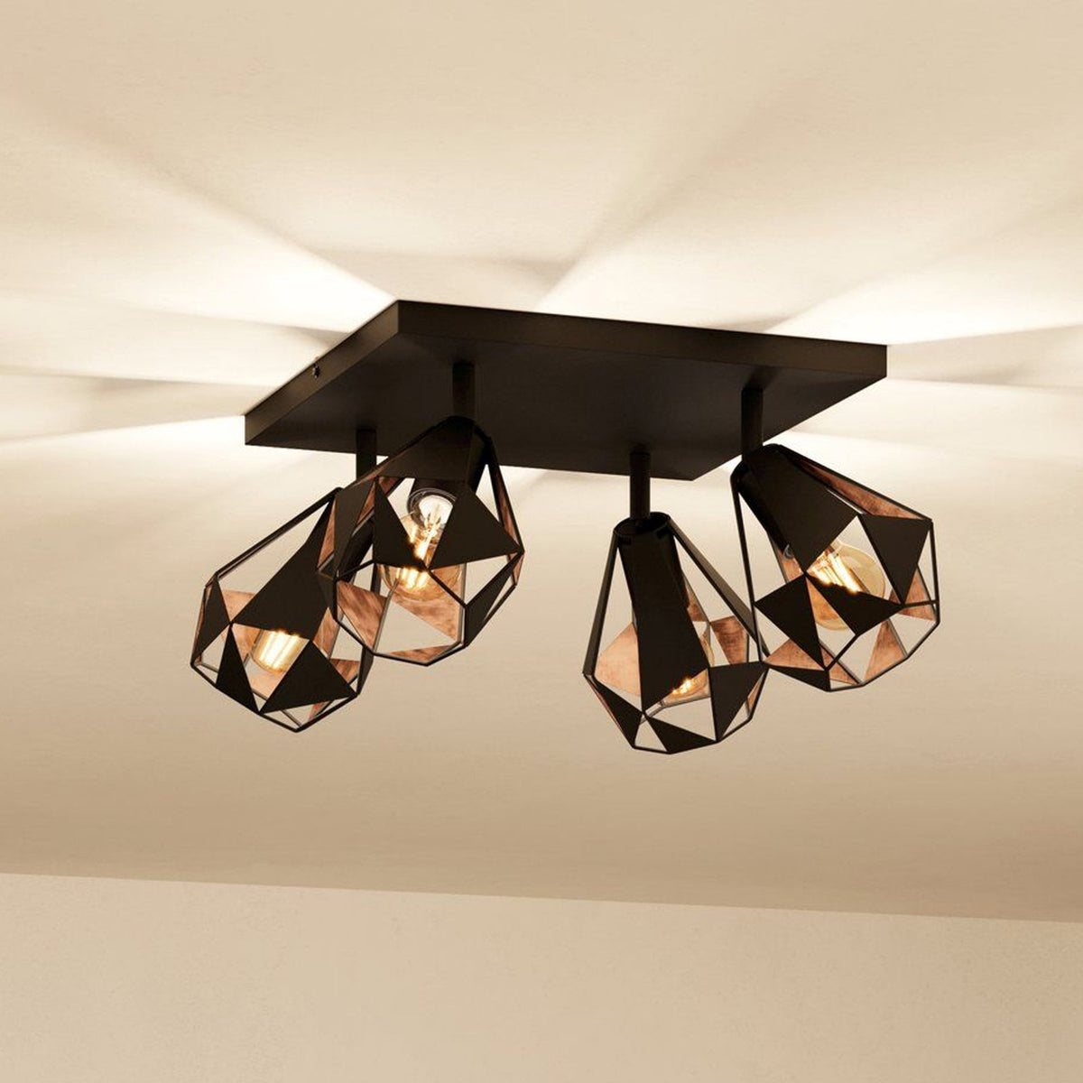 Carlton 7 Quad Geometric Spotlight in Black and Antique Copper