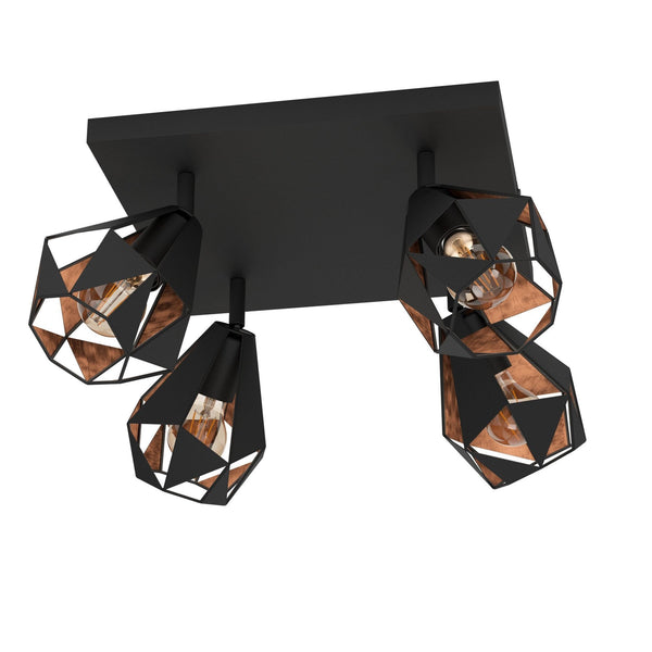Carlton 7 Quad Geometric Spotlight in Black and Antique Copper