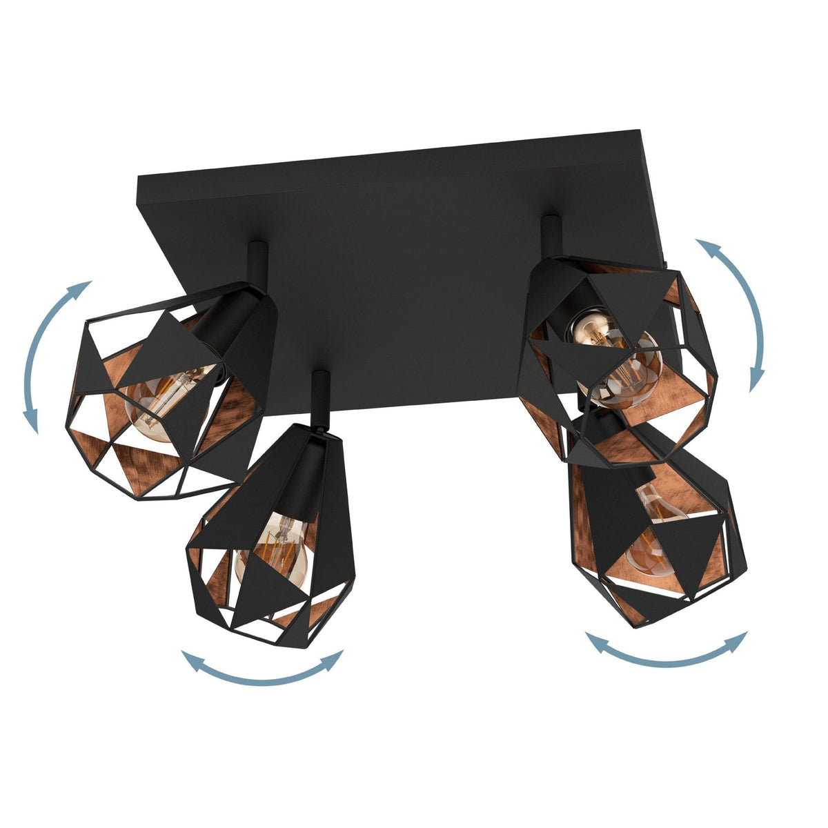 Carlton 7 Quad Geometric Spotlight in Black and Antique Copper